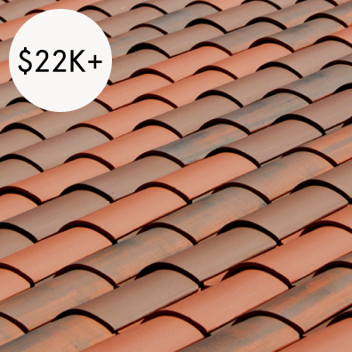CLAY & CONCRETE TILE - $22,000 - $50,000Super durable, but pricey. They’re also heavy, and can require additional expense to reinforce the roof structure to support the tiles’ weight.Image via Verea Clay Tile