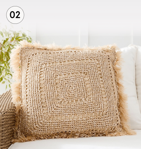 Faux Natural Fiber Crochet Pillow, Pottery Barn - 