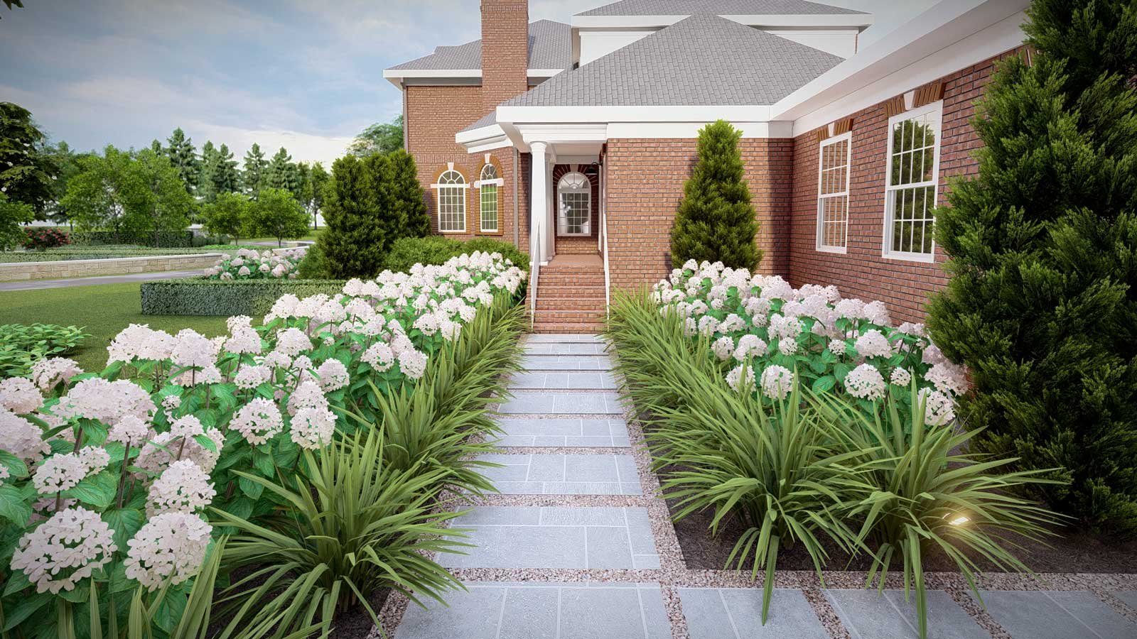 straight path in traditional landscape design in Virginia