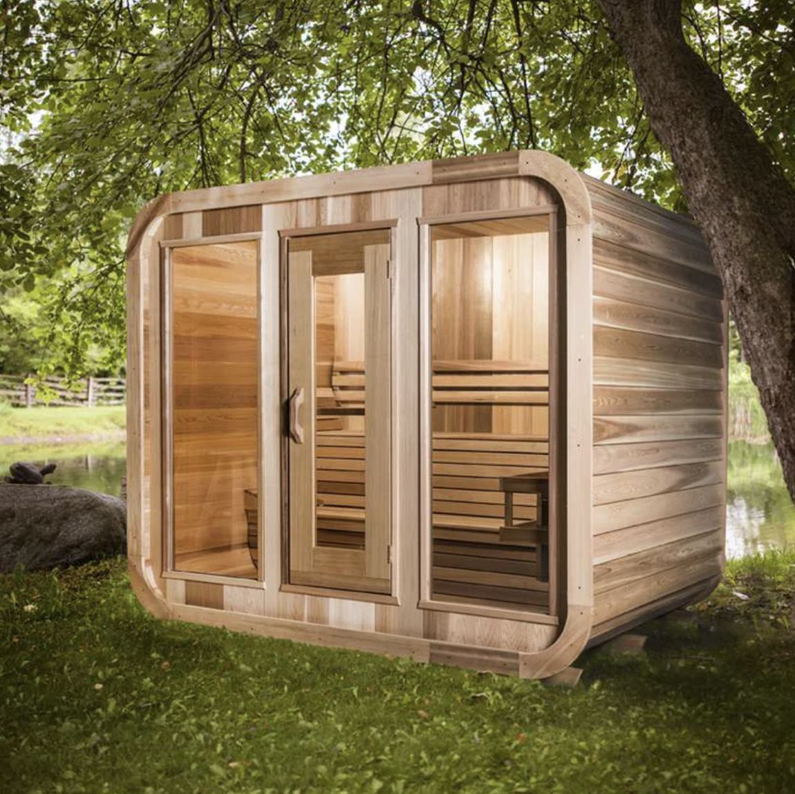 02 The Luxury Option - Looking for something splurge-worthy? Check out the Luna Outdoor Sauna. It’s almost completely customizable - choose your exterior wood type, interior seating arrangement and design, and you can even opt for upgrades like lounge seating or an added porch.