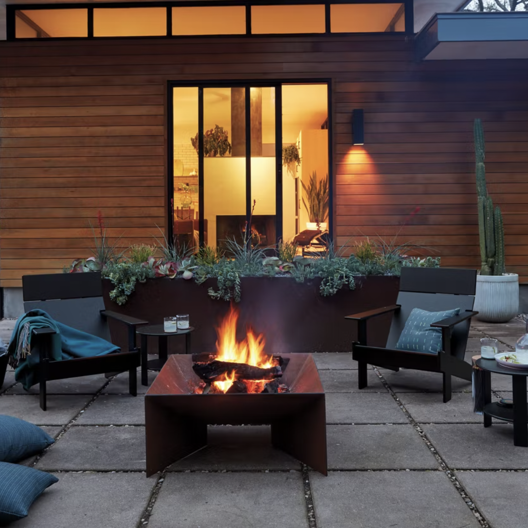 Design Within Reach Geometric Fire Pit - Cozy fires will especially glow with this premium Corten steel fire pit. Hand-crafted, the warm, patina surface of this geometric square fire pit will compliment yards with modern aesthetics with clean lines.SHOP NOW >