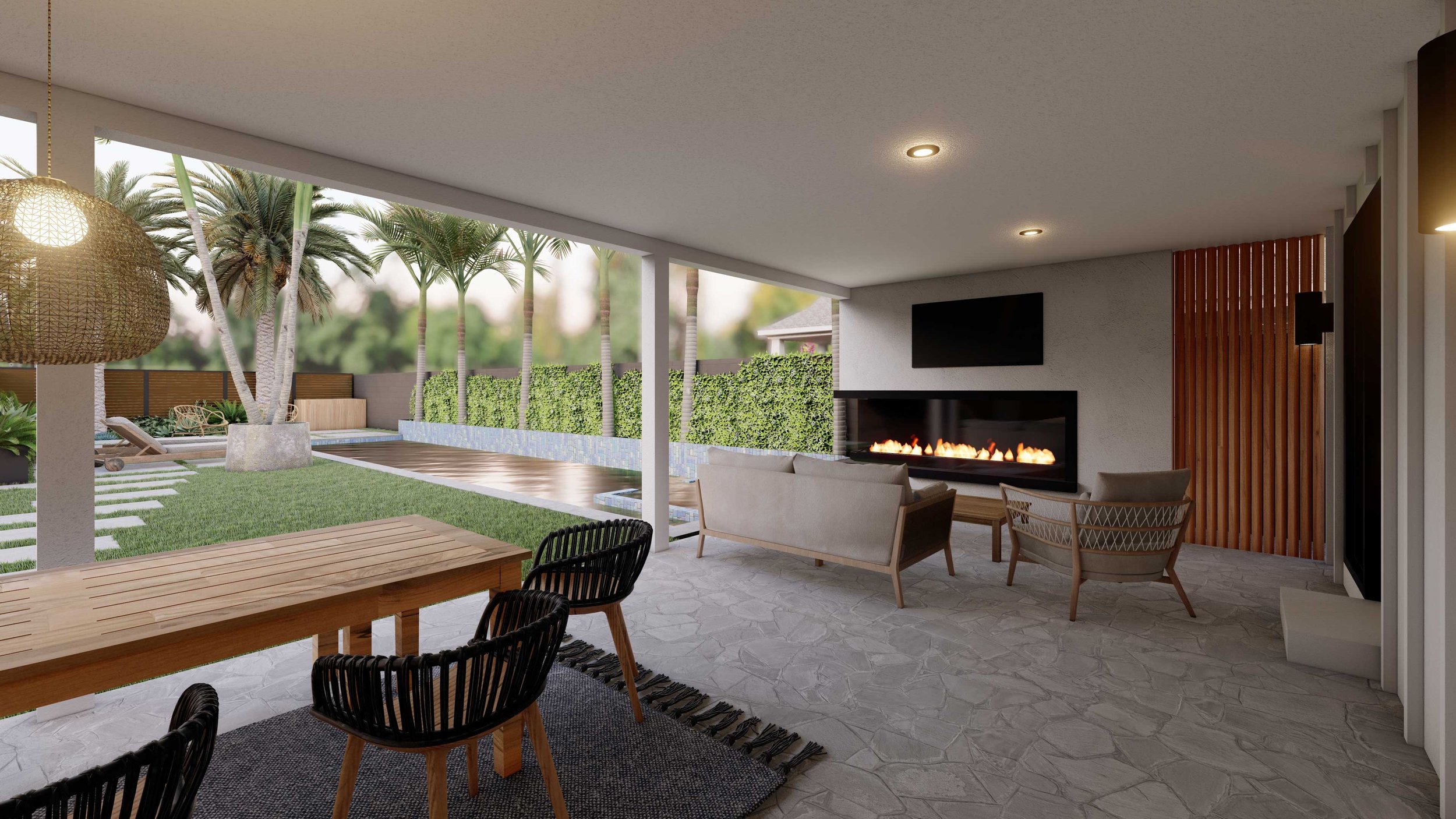 Flexible patio space in Huntington Beach, CA can quickly transform to accommodate more guests