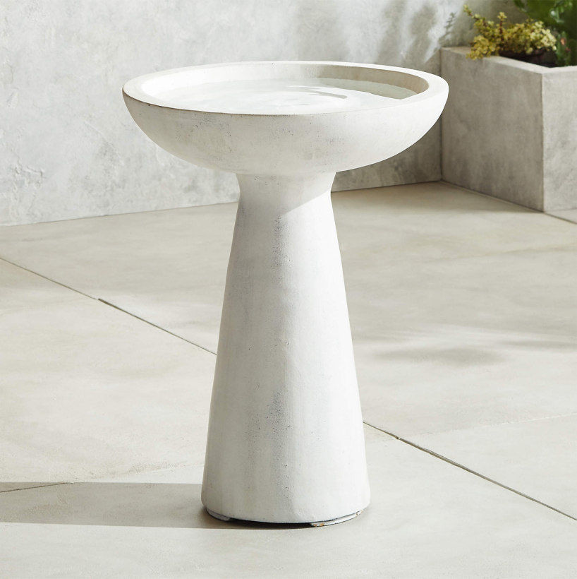 01                                    Skinny Dip Bird Bath - There is nothing better than the happy chirps of birds with the arrival of spring. Yardzen’s partner, CB2, just released this modern bird bath, which would look beautiful in a front or backyard. Plus, bird baths are a great way to support local pollinators, including birds and bees.SHOP NOW >